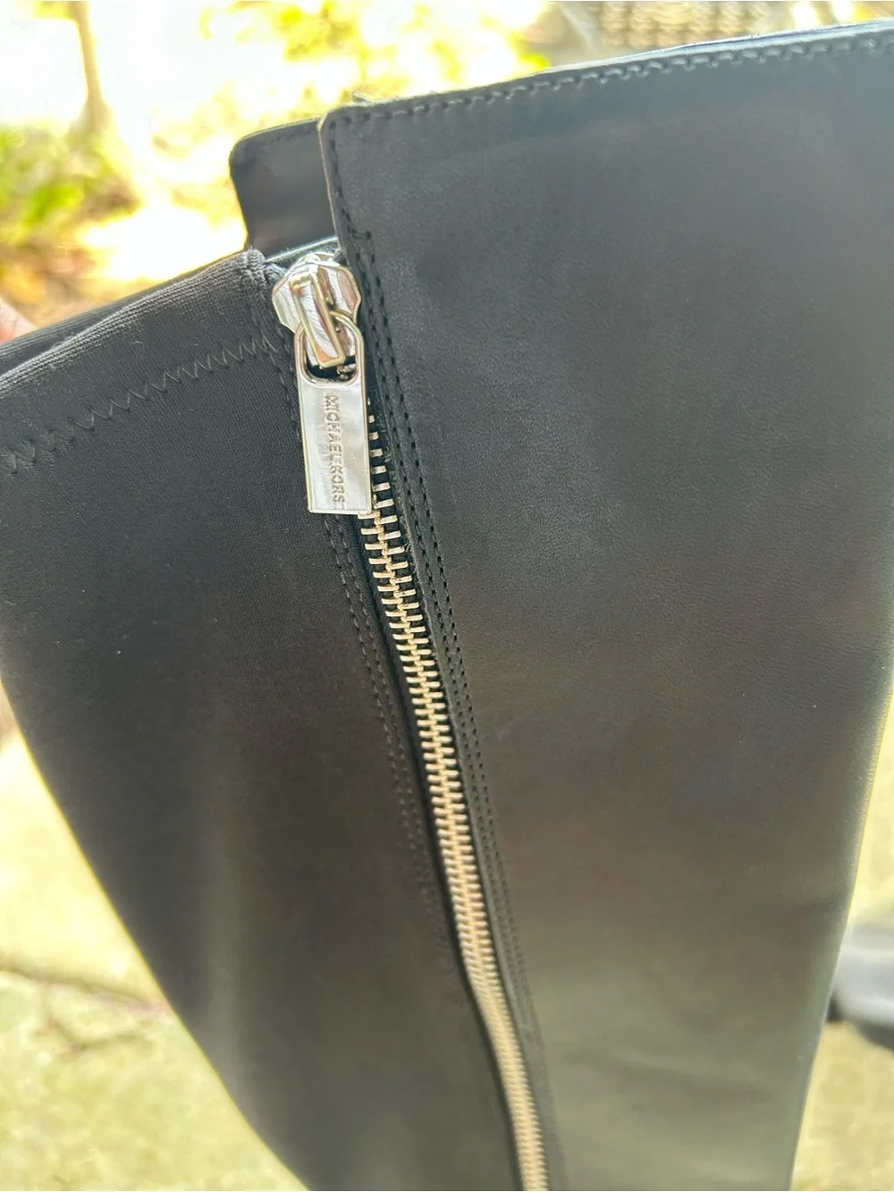 Michael Kors Hamilton Tall Riding Boot Leather Boots with MK Charm